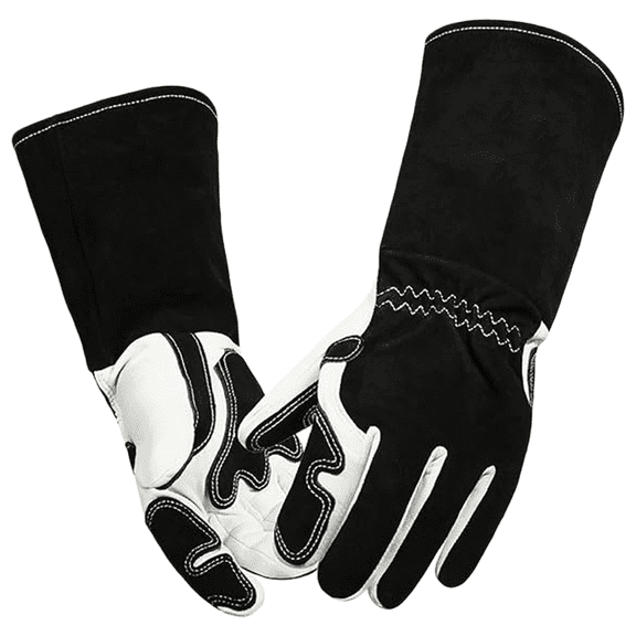 Premium Split Sheepskin Welding Gloves, Long Cuff Heat Resistant Leather Safety Work Gloves for TIG MIG ARC Welding, Forge & Grill