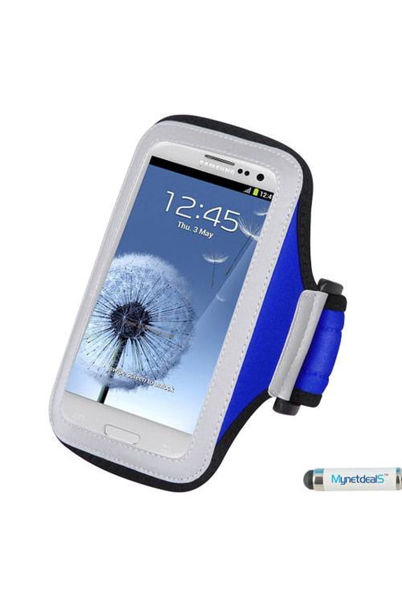 Premium Sport Armband Case for Motorola  Moto E (2015), Moto G (2014), DROID Ultra, Moto G LTE (2015) - Navy Blue + MYNETDEALS Mini Touch Screen Stylus