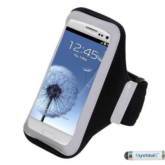 Premium Sport Armband Case for BLU Studio 5.0 C HD, Win HD, Win HD LTE, Win JR LTE - Black + MYNETDEALS Mini Touch Screen Stylus