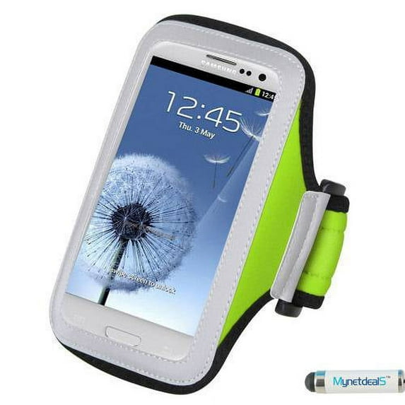 Premium Sport Armband Case for BLU Studio 5.0 C HD, Win HD, Win HD LTE, Win JR LTE - Green + MYNETDEALS Mini Touch Screen Stylus