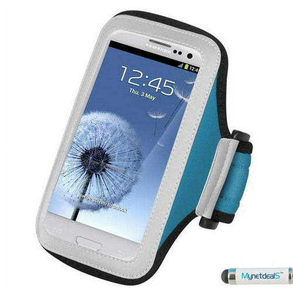 Premium Sport Armband Case for Motorola  Moto G, Moto G, Moto X, MOTO X+1, Droid Turbo - Light Blue + MYNETDEALS Mini Touch Screen Stylus