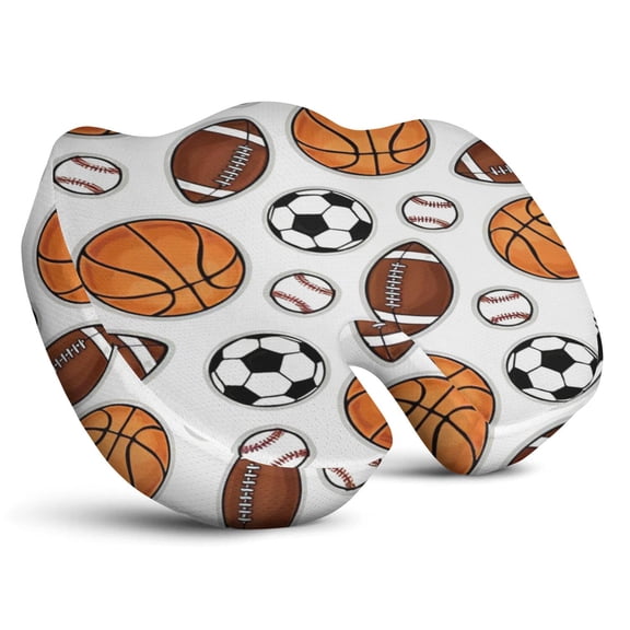 Premium Sports Pattern Memory Foam Seat Cushion Ergonomic Chair Pad for Office Chair, Car, Airplane & Bleachers Sciatica, Tailbone Hip & Back Pain Relief - Chair Cushion for Long Office Workers.
