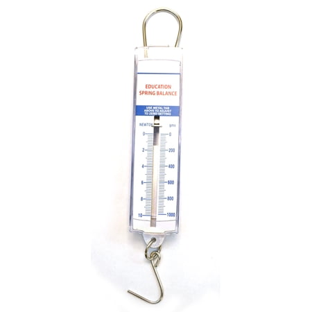 EISCO Premium Spring Balance, / - High Resolution, Dual Transparent Scale, Newtons & Grams - Zero Calibration Capability - Acrylic Body - Eisco Labs PH0024 / PH0024D