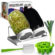 Premium Sprouts Growing Kit & Green Onion Regrower with 2 Mason Jars & Superior Sprout lids. Perfect Sprouter Set for Growing Broccoli, Alfalfa & Beans.