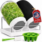 Sprouting Jar Kit 2 Wide Mouth Mason Jars with Stand Sprout Lids Green Onion Regrower Sprout Lids Drain Tray for Growing Broccoli Alfalfa Mung Bean Sprouts
