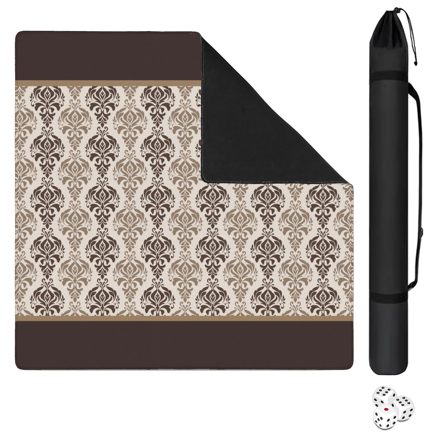 Premium Square Boho Mahjong Mat 31.5 Inches, Anti-Slip Noise Reducing Rubber Game Pad, Multi-Functional Mat for Card Games Tile Games and Board Games