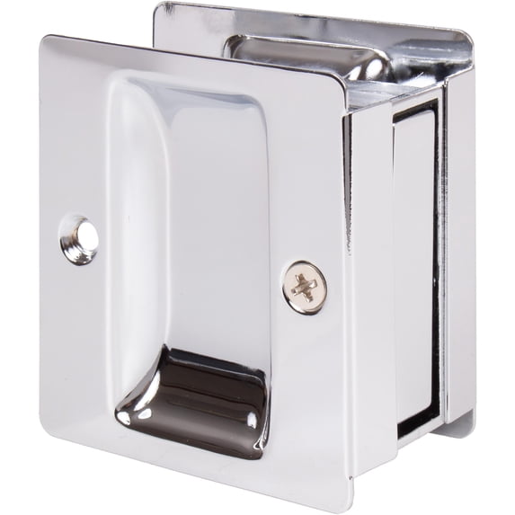 Premium Square Pocket Door Lock, Passage (Hall/Closet) Latch, Clear Pack, Polished Chrome by Stone Harbor Hardware