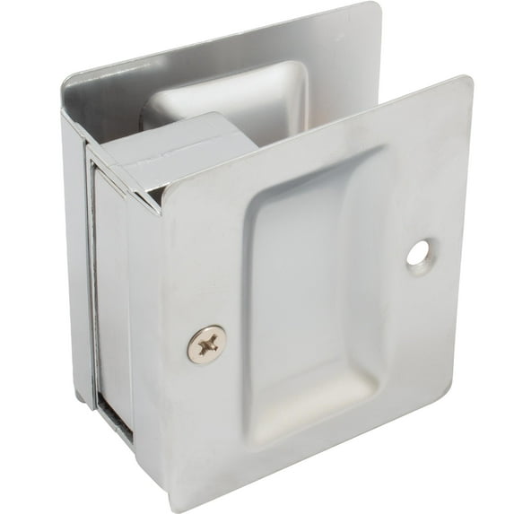 Premium Square Pocket Door Lock, Passage (Hall/Closet) Latch, Clear Pack, Satin Chrome by Stone Harbor Hardware