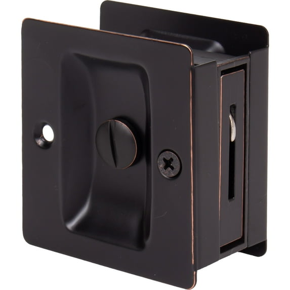 Premium Square Pocket Door Lock, Privacy (Bed/Bath) Latch, Clear Pack, Vintage Bronze by Stone Harbor Hardware
