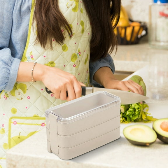 Premium Stackable Bento Lunch Box Set for Adults & Klds - 3 Compartment Microwave & Dishwasher Safe Meal Prep Containers - Eco-Friendly Plastic Food Storage Containers for Sch00l, Work, Picnics