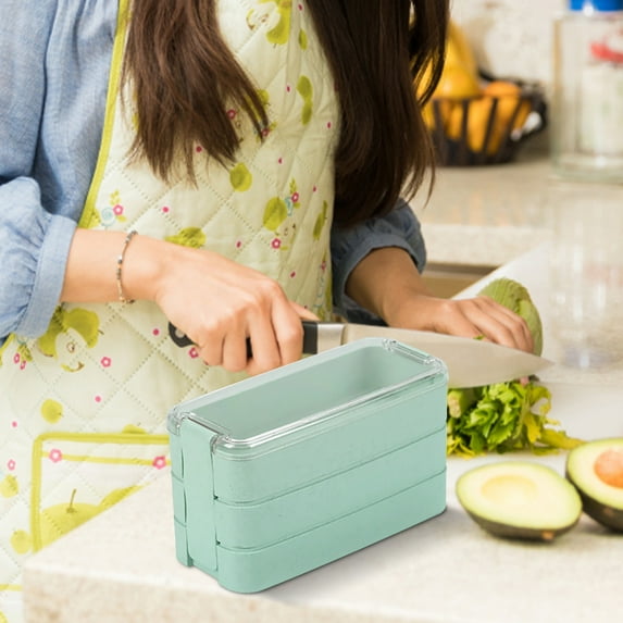 Premium Stackable Bento Lunch Box Set for Adults & Klds - 3 Compartment Microwave & Dishwasher Safe Meal Prep Containers - Eco-Friendly Plastic Food Storage Containers for Sch00l, Work, Picnics