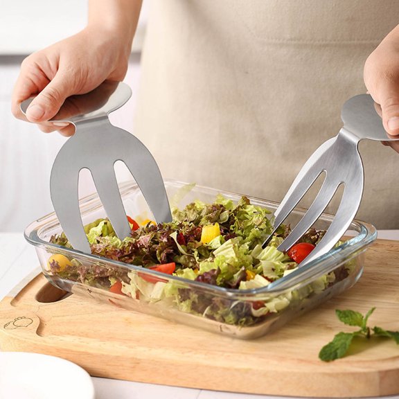 Premium Stainless Steel 3-Finger Fruit Salad Mixer & Creative Salad Fork - Durable Kitchen Gadget for Efficient Salad Mixing & Serving - Easy to Clean & Rust-Resistant