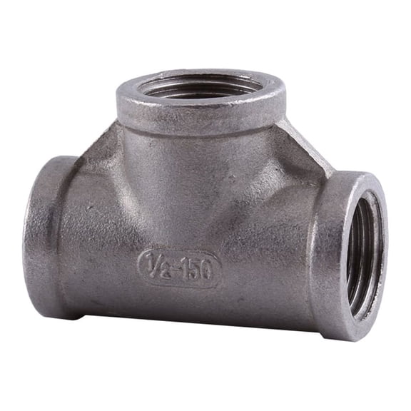 Premium Stainless Steel 304 Female Threaded 3-Way Tee Pipe Fitting Connector, Heavy Duty Replacement Part for Plumbing and Industrial Applications, Silver, 1/2 inch / 12.7 mm Size, 1 Piece