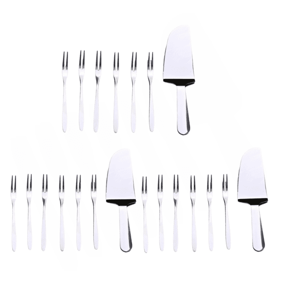 Premium Stainless Steel Cake Server with 3 Knife and 18 Dessert Forks