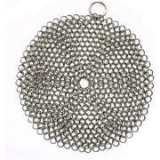Premium Stainless Steel Cast Iron Cleaner, Chainmail Scrubber for Cast Iron Pan Pre-Seasoned Pan Dutch Ovens Waffle Iron Pans Scraper Cast Iron Grill Scraper Skillet Scraper
