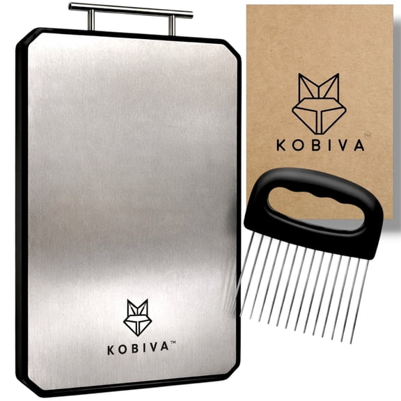 Kobiva Extra Large Stainless Steel Fish Cleaning Board with Holder | Heavy Duty Metal Cutting Board for Fish, Meat & Vegetables – Anti-Slip, Rust-Resistant, Knife-Friendly, Dishwasher Safe