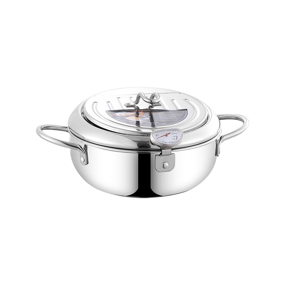 Premium Stainless Steel Deep Fryer Pot with Lid, Oil Drip Rack, and