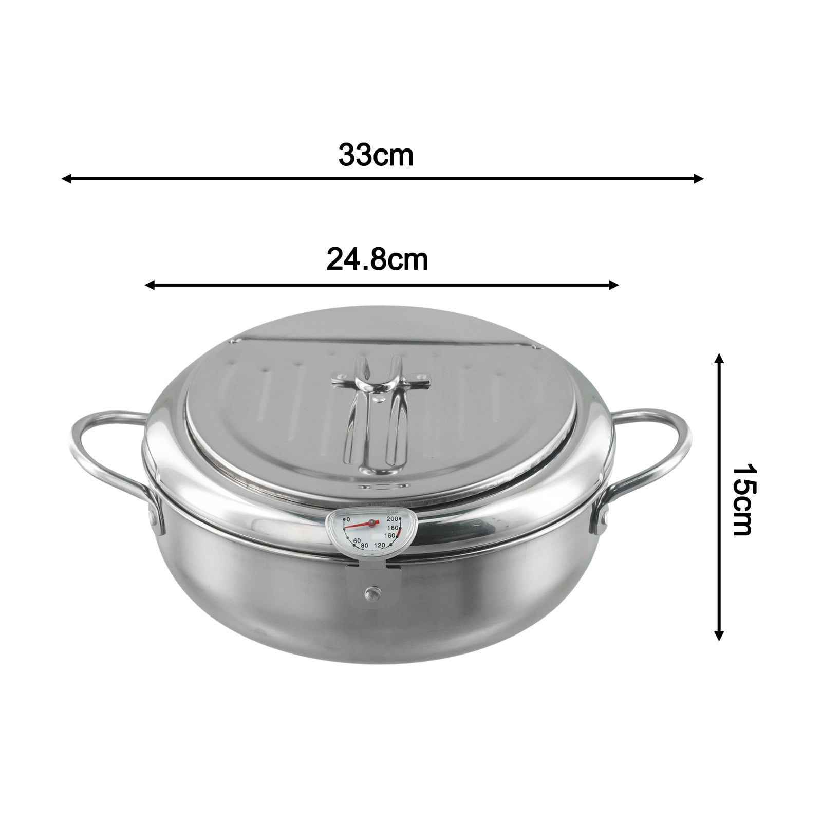 Premium Stainless Steel Deep Fryer Pot with Lid, Oil Drip Rack, and