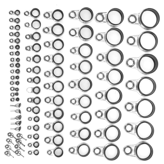Premium Stainless Steel Fishing Rod Guides Ceramic Ring Set - 78-Piece Telescopic Surf Casting Rod Tip Tops Repair Kit with Storage Case (0.03-0.98 in / 0.8-25.0 mm)