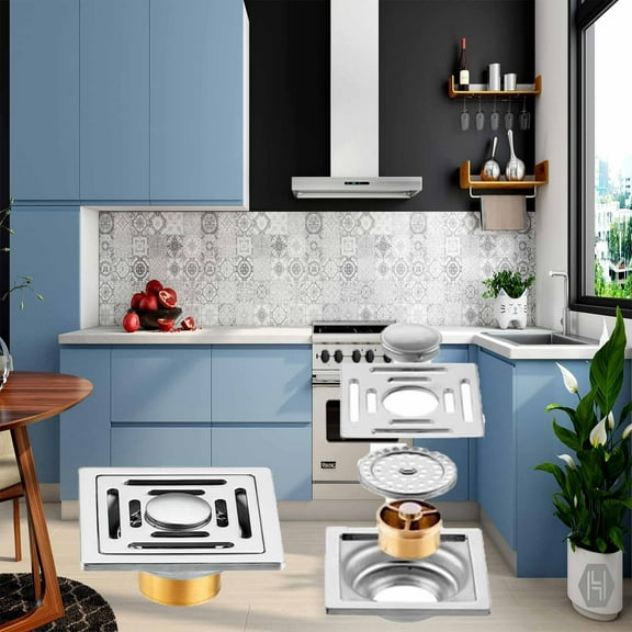 Premium Stainless Steel Floor Drain with Self-Sealing Design for Bathroom Kitchen Shower Indoor Outdoor Use - Durable Heavy Duty Waterproof Drainage Grate