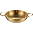 thumbnail image 1 of Premium Stainless Steel Gold-Plated Korean Wok with Dual Handles for Versatile Cooking, 9.45-Inch, Durable and Stylish, 1 of 7