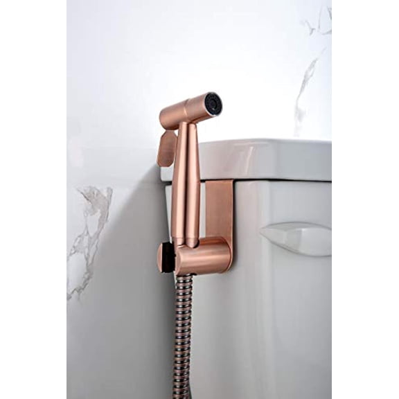 Premium Stainless Steel Handheld Bidet Sprayer Dual Use Shattaf & Cloth Diaper Washer, Complete Toilet Spray Kit, Rustproof, Easy Install, Bronze Gold Finish