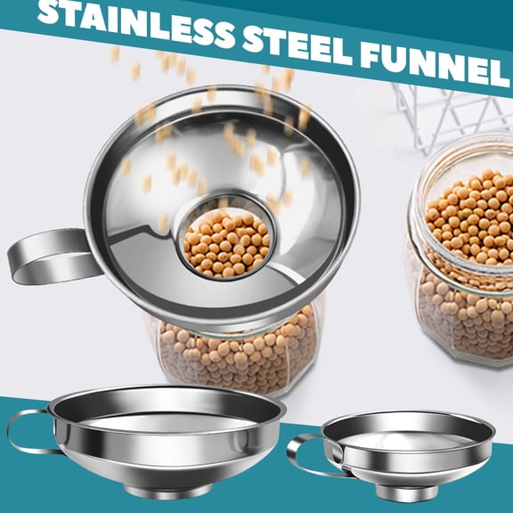 Premium Stainless Steel Kitchen Funnel, Wide-Mouth Canning Funnel For Household Use, Heat-Resistant Handle & Stable Base For Spilling-Free Pouring, Ideal For Cooking, Baking, And