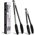 thumbnail image 1 of Premium Stainless Steel Locking Kitchen Tongs With Silicon Tips, Set Of 2-9", 1 of 6