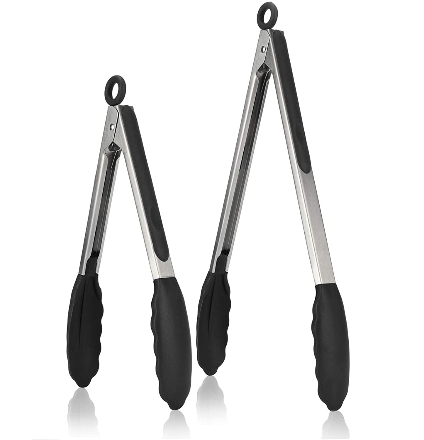 Gorilla Grip Stainless Steel Silicone Tongs for Cooking, 9 and 12
