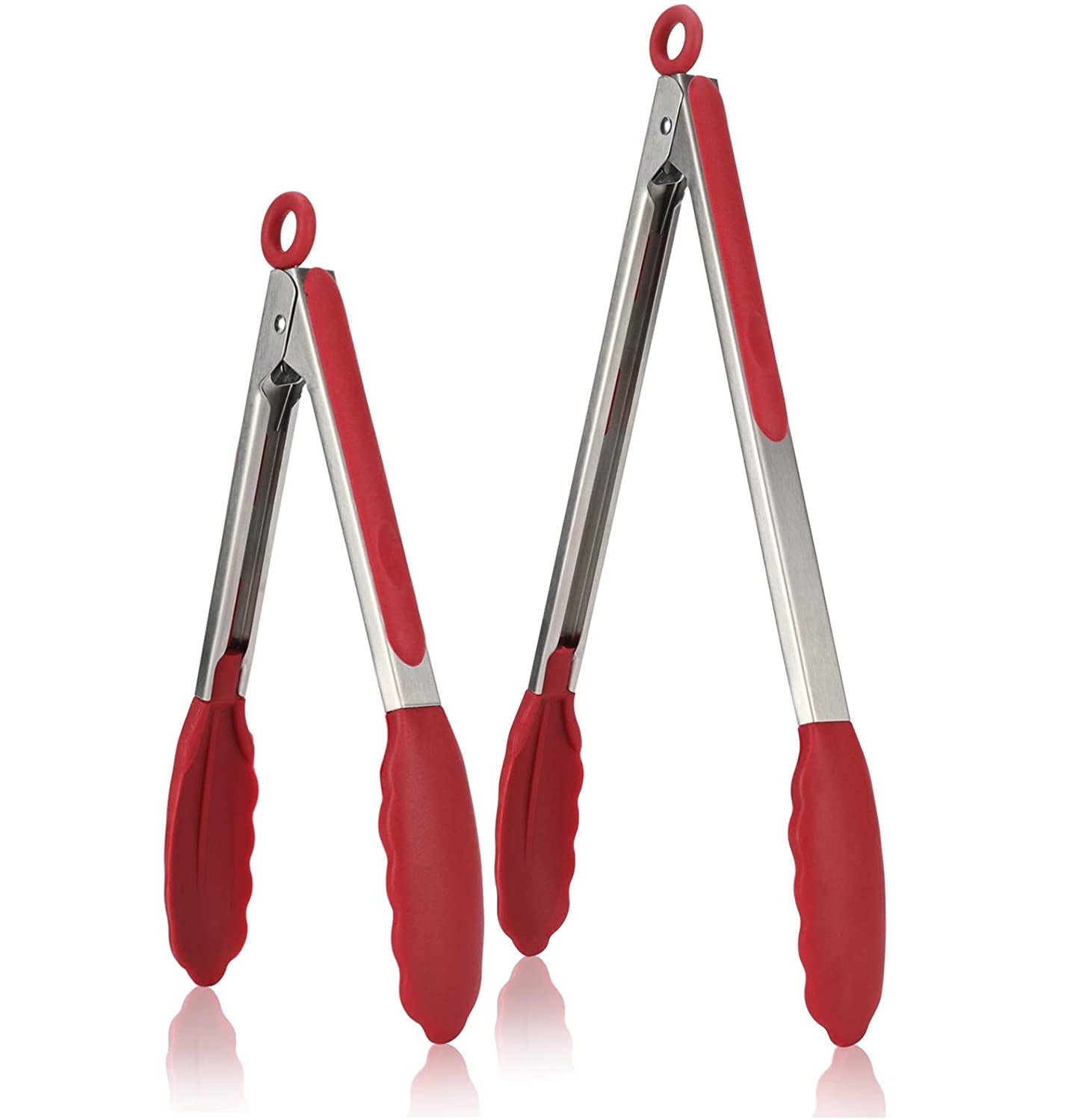 Weftnom kitchen tongs silicone cooking tongs:2 pack cooking kitchen tongs  with silicone tips stainless steel