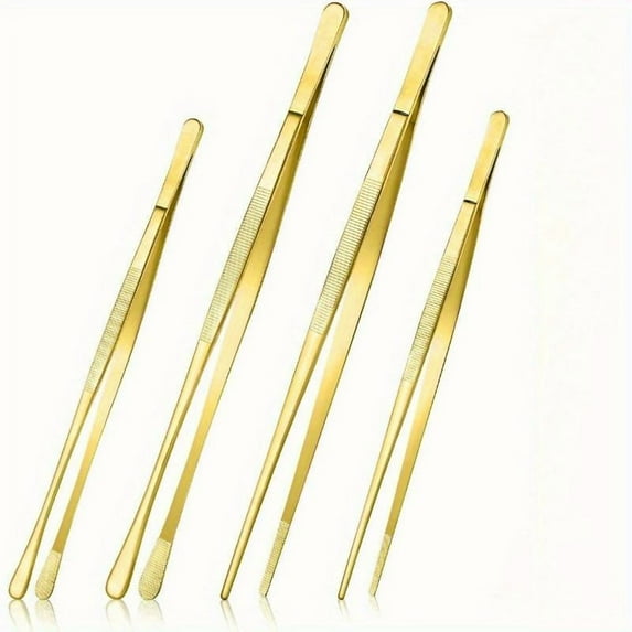 Premium Stainless Steel Long Tweezers Tongs, Food Clips with Precision Serrated for Kitchen, Food, Cooking, Repairing, Sea Food and BBQ