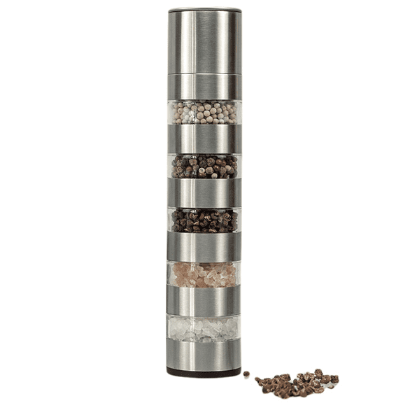 Premium Stainless Steel Manual Spice Grinder with Ceramic Core - Adjustable Salt Pepper Mill (Single)