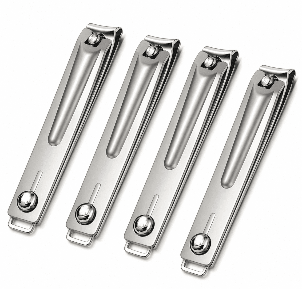 Premium Stainless Steel Nail Clipper Set of 4 with Built-in Nail File – Sharp Precision Cut, Anti-Slip Grip, Heavy Duty Fingernail & Toenail Cutter for Men & Women