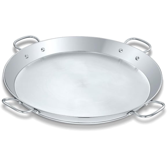 Premium Stainless Steel Paella Pan with Heavy Duty Triply Bottom (20" (50 CM))