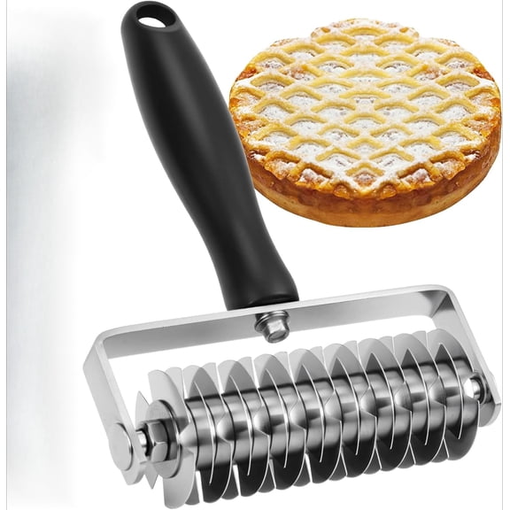Premium Stainless Steel Pastry Lattice Roller & Dough Cutter | Professional Pastry Cutting Tool | for Beef Wellington, Pie, Bread, Cookie & Pizza
