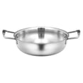 thumbnail image 1 of Premium Stainless Steel Silver-Plated Korean Wok with Dual Handles for Versatile Cooking, 10.23-Inch, Durable and Stylish, 1 of 6