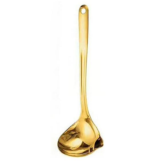 Premium Stainless Steel Soup Ladle,Skimmer Spoon Stainless Steel Grease Filter Premium Cooking Spoons With Long Handle - gold