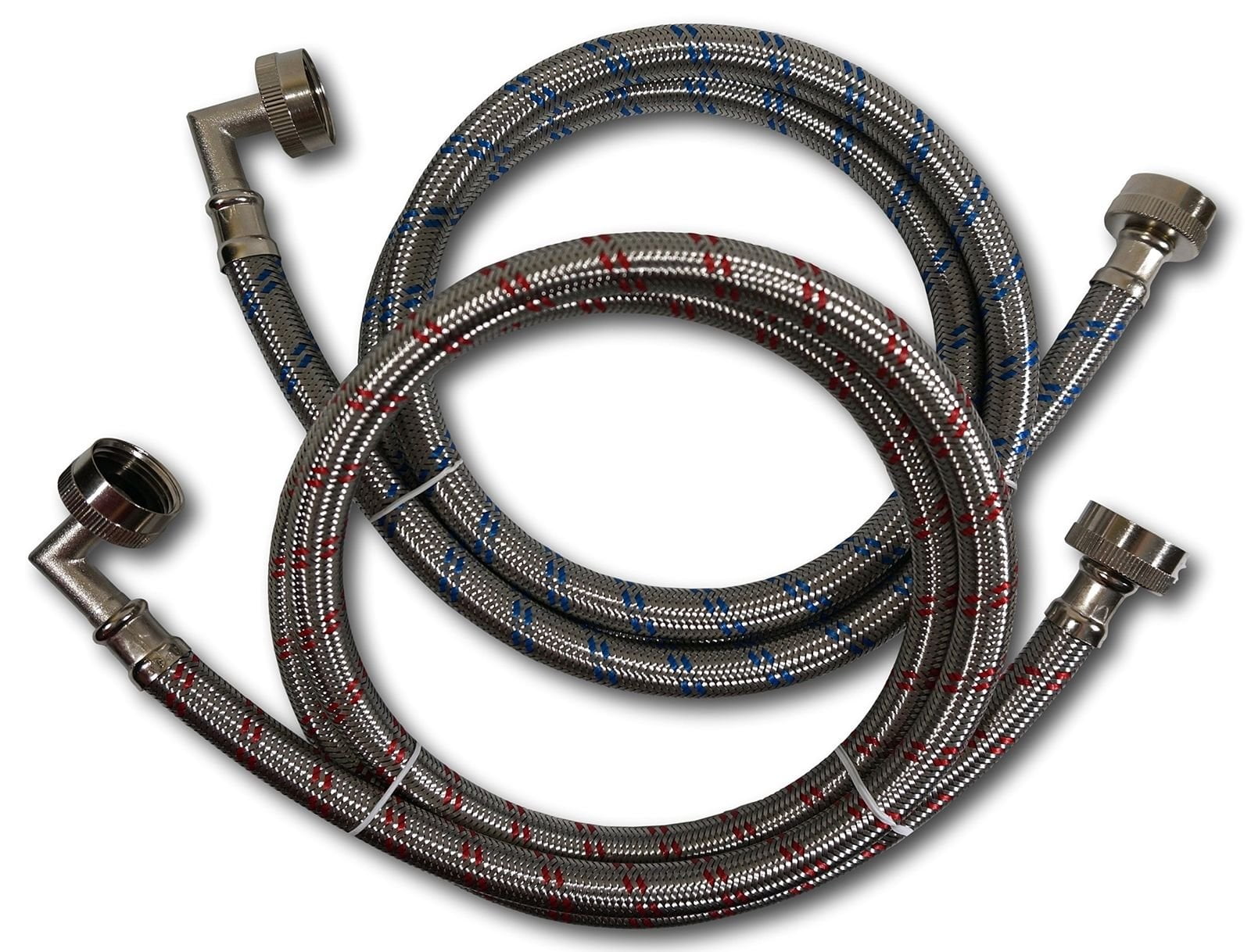 6-Foot Stainless Steel Washing Machine Hoses with 90 Degree Elbow