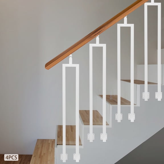 Premium Stair Railing Posts (4pcs), 100cm Iron Posts with Baked Paint, 180 Adjustable Top Bracket, Easy-Clean Surface, Suitable for Mobility-Impaired Users/Deck/Balcony