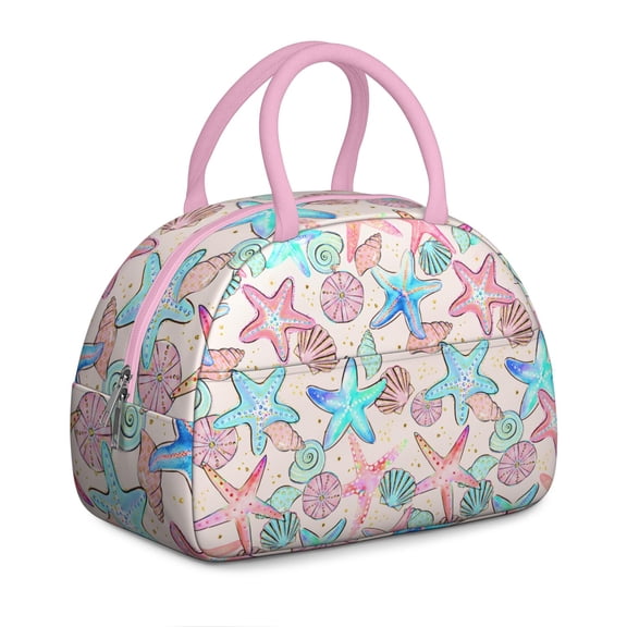 Premium Starfish Lunch Box for Women - Ocean Life Insulated Bag, Reusable Leakproof Soft Cooler Tote with Pockets for Work, Office, School, Travel