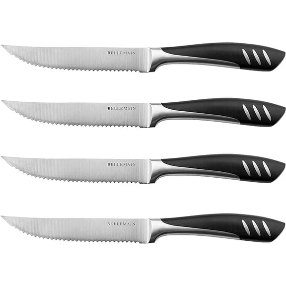 Premium Steak Knives Set of 4, Kitchen Knife Sets with Steel Blades for Precise Cutting, Lightweight Steak Knife Set Stainless Steel & Durable, Serrated Steak Knives Dishwasher Safe