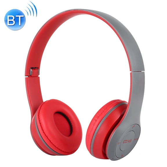 Premium Stereo Bluetooth Headphone with Call Support, Mic, 3.5mm Audio Jack, FM - Red