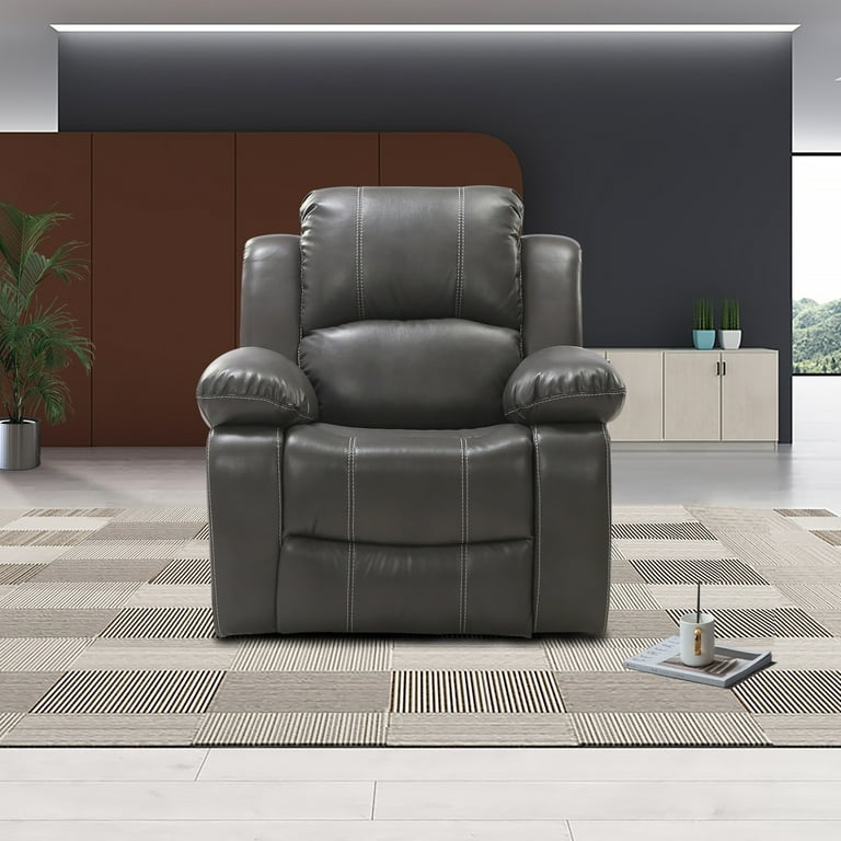Premium Stitch Gray Faux Leather Recliner Chair
