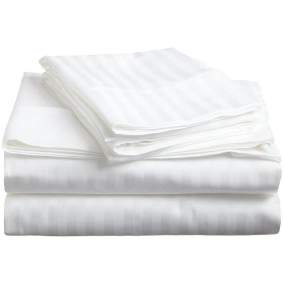 Premium Striped Cotton Waterbed Sheets White