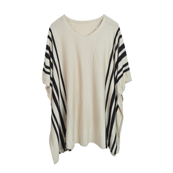 Premium Striped Geometric Pullover Kimono Cardigan Blouse Poncho Sweater Top