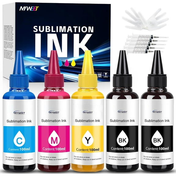 Premium Sublimation Ink for Heat Transfer Film Printing,Refill for Printer Compatible with Epson WF7710 ET2760 ET2720 ET2800 ET2803 C88 C88+ ET15000, 5 Pack x 100ML