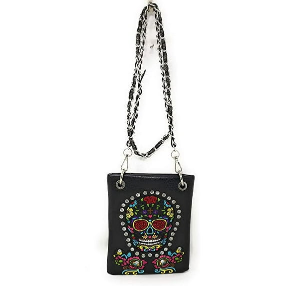 Premium Sugar Skull Mini Messenger Bags Purses in Multi-color