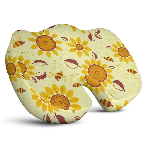 Premium Sunflower Pattern Memory Foam Seat Cushion Ergonomic Chair Pad for Office Chair, Car, Airplane & Bleachers Sciatica, Tailbone Hip & Back Pain Relief - Chair Cushion for Long Office Workers.