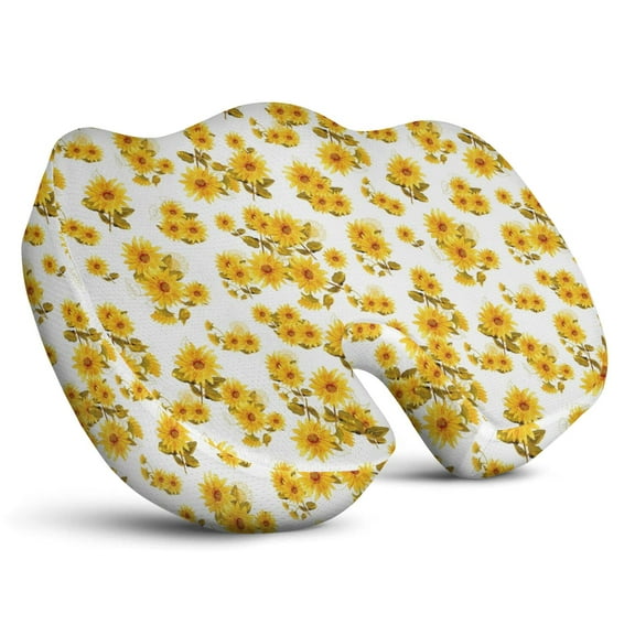 Premium Sunflower Pattern Memory Foam Seat Cushion Ergonomic Chair Pad for Office Chair, Car, Airplane & Bleachers Sciatica, Tailbone Hip & Back Pain Relief - Chair Cushion for Long Office Workers.