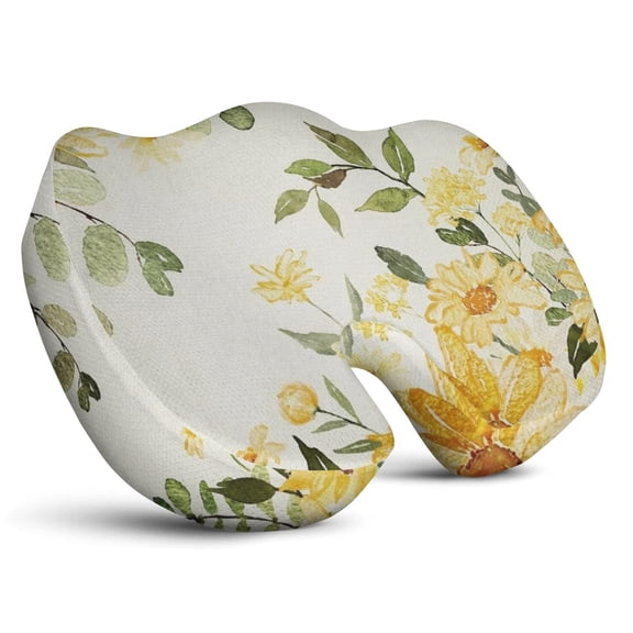 Premium Sunflower Pattern Memory Foam Seat Cushion Ergonomic Chair Pad for Office Chair, Car, Airplane & Bleachers Sciatica, Tailbone Hip & Back Pain Relief - Chair Cushion for Long Office Workers.